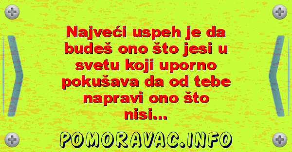 Najveći uspeh je da budeš ono što jesi u svetu koji uporno pokušava da od tebe napravi ono što nisi...